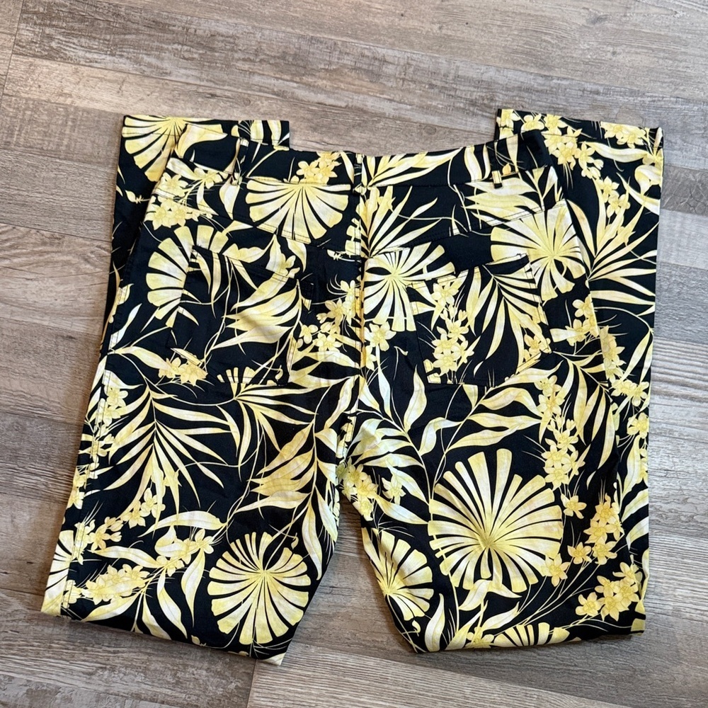 Averardo Bessi Floral Black and Yellow Pants Size 12 - Picture 7 of 10